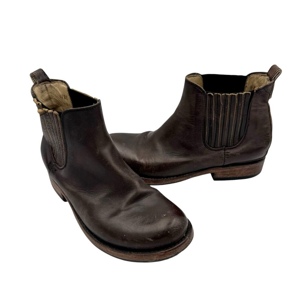 Mexico Dark Brown Leather Round Toe Pull On Chelsea Western Ankle Boots
